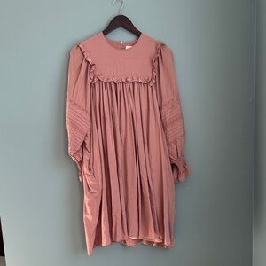 Meadows Pink Ruffled Long Sleeve Dress